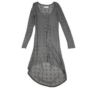 Free People Beach Womens Size S Gray Long Button Front Cardigan